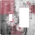 Outlet Covers Pink Floral Rustic Daisy Flower And Butterfly 1 Toggle 1 Rocker Combination Decorative Wall Plate Light Switch Cover Plate Electrical Switch Plates for Farmhouse Cabin Decor