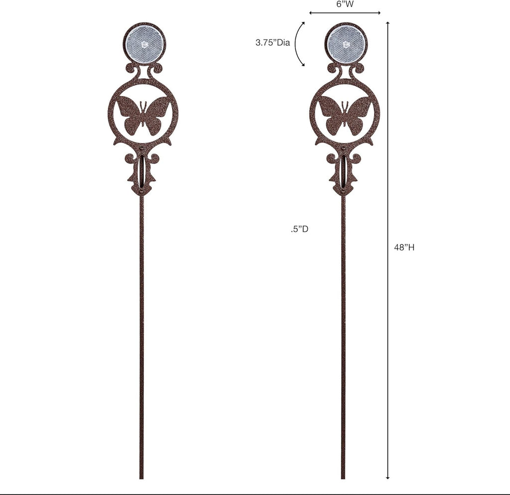 Touch of Class Pathways Reflective Driveway Marker Stake Set of Two for Outdoor Use | Butterfly Emblem Design | Personalized Tall Reflector Set of 2 | Weathered Bronze Durable Finish