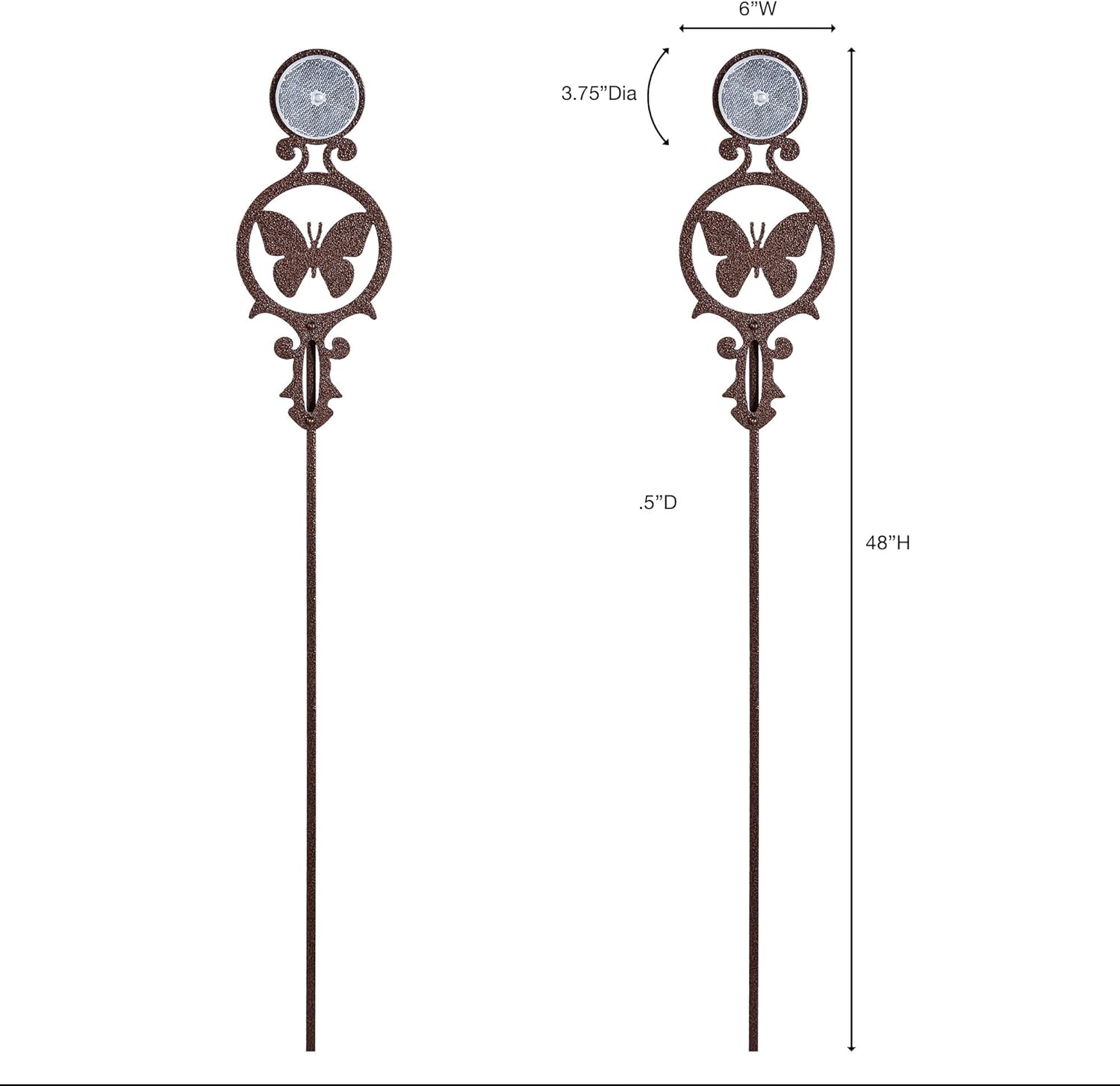 Touch of Class Pathways Reflective Driveway Marker Stake Set of Two for Outdoor Use | Butterfly Emblem Design | Personalized Tall Reflector Set of 2 | Weathered Bronze Durable Finish