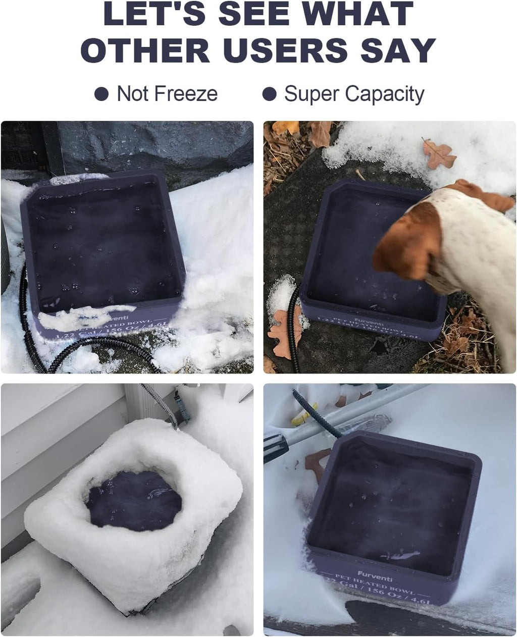 Heated Water Bowl for Dog Cat,1.22 Gallon,Outdoor Waterproof Heated Pet Water Dish with 79" Chew Resistant Cord for Rabbit, Chicken, Duck, Squirrel (Dark Blue)