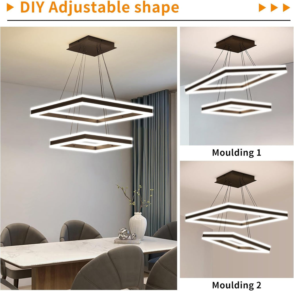 Modern Ceiling Chandeliers, with Remote Control Dimmable 3 Color Mode & Brightness (Warm & Cool & Neutral Light) Ceiling Chandelier, Acrylic Anti-Flicker Dining Light Fixture for Kitchen