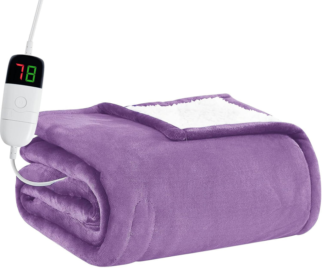 BOMOVA Heated Electric Blanket Full Size - 72" x 84" Heating Blanket with 10 Heating Levels & 8 Hours Auto Off, Warm Flannel Blanket, Christmas Birthday Gifts for Women