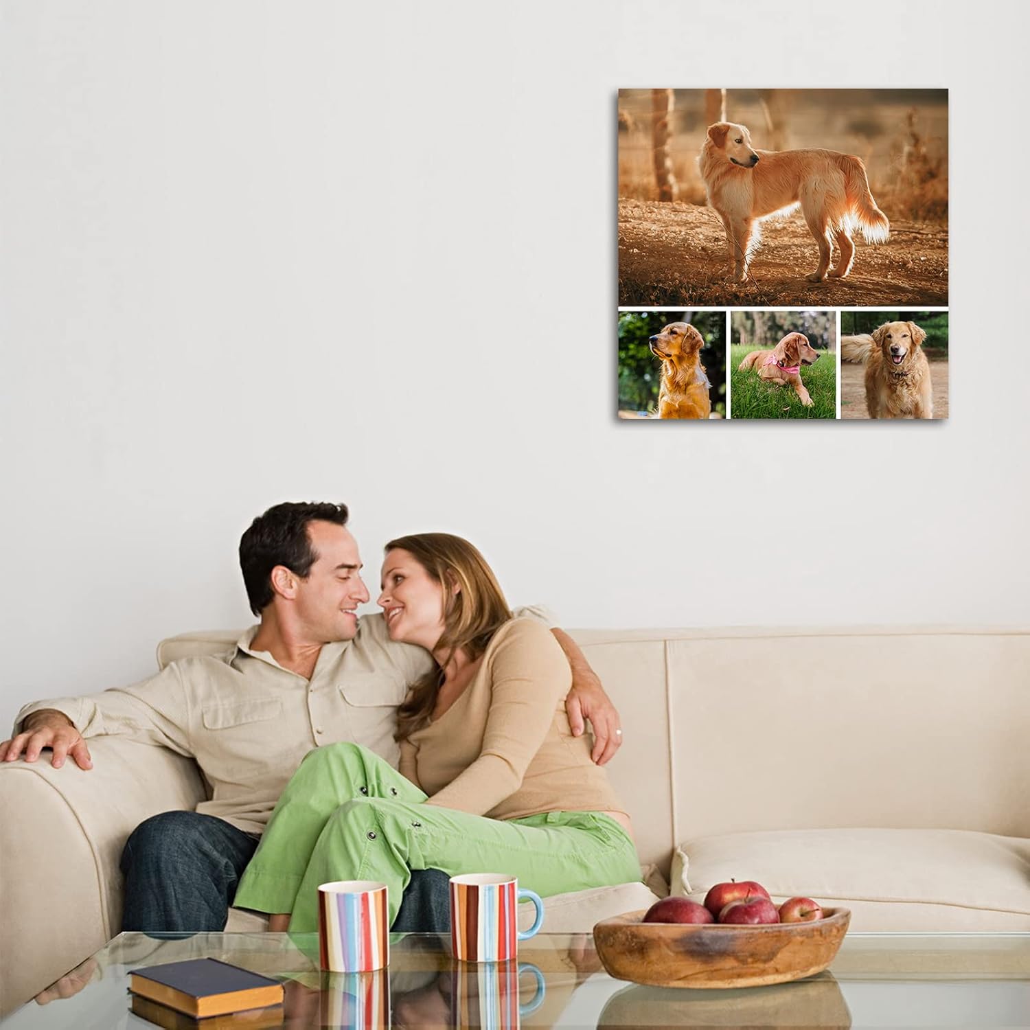 Collage Canvas Prints with Your Photos Personalized Multi Pictures for Wall Custom Family Wedding Baby Pet Dog Photo to Canvas Customized Gifts Home Wall Decor (Collage Photo-9, Framed)
