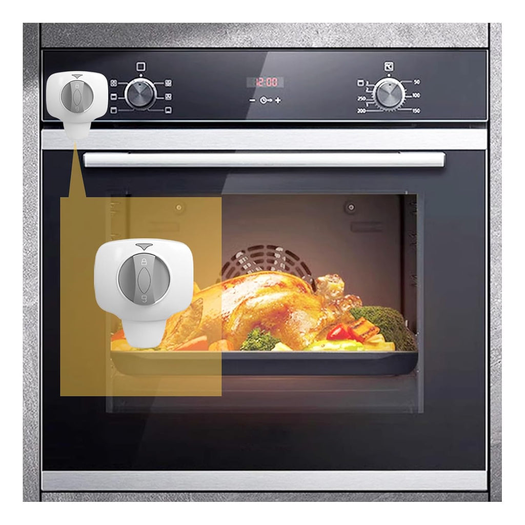 Knob Switch Child Proof Oven Lock Baby Safety Oven Door Lock for Toddlers Heat-Resistant Adhesive no Tools Need or Drill (White-1Pcs)