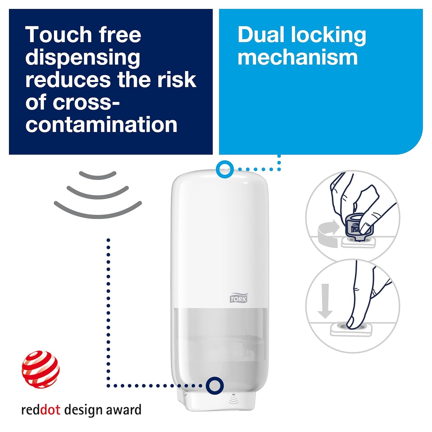 Tork Intuition Sensor Skincare Dispenser White S4, for Hand Soap and Hand Sanitizer, Elevation Range, 571601