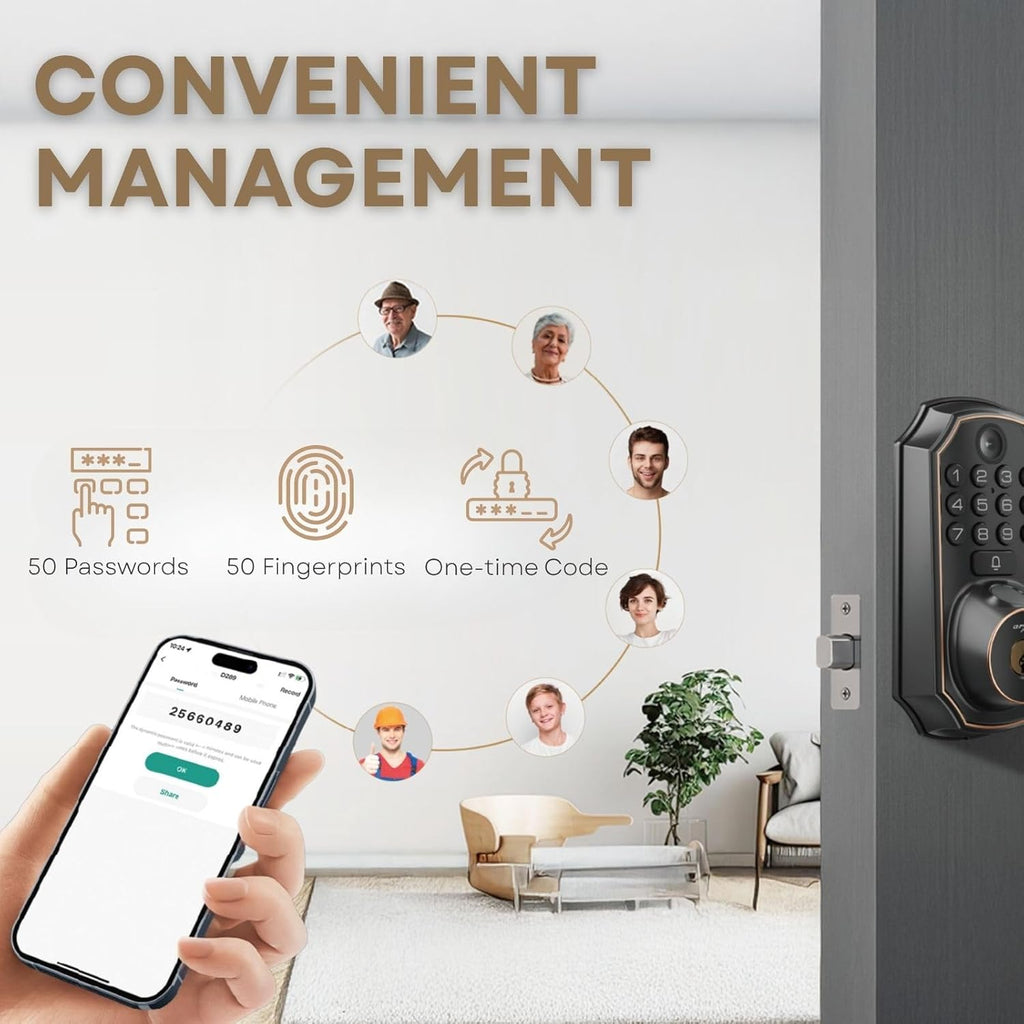 Keyless Entry Door Lock with Camera Fingerprint Door Lock Keypad Deadbolt Lock for Front Door Smart Lock App Control Voice Control