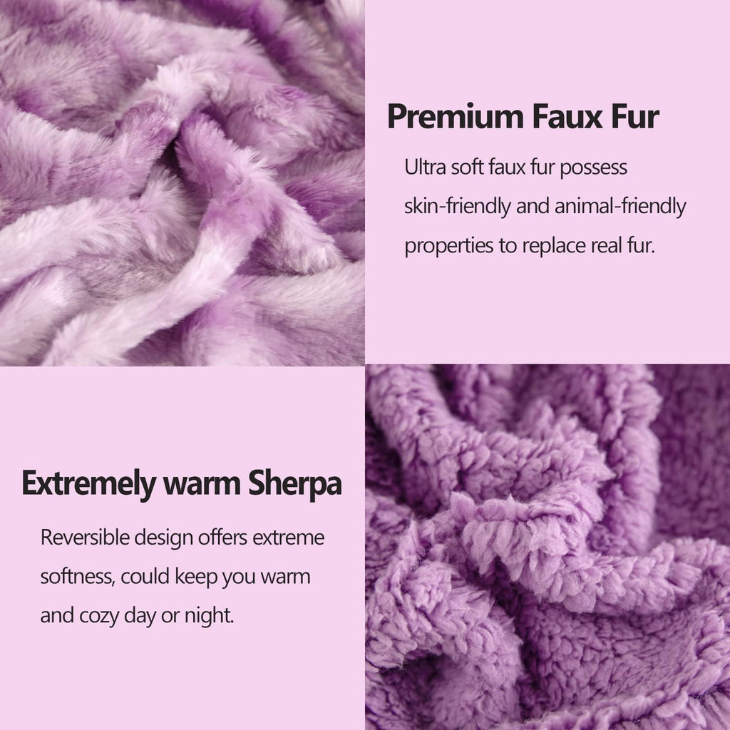 NEWCOSPLAY Super Soft Faux Fur Blanket Twin Size Light Purple Sherpa Fuzzy Plush Warm Blanket for Sofa Bed (Light Purple, Twin(60"x80"))