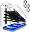 EZ-GLAZ- 4 Pack for iPhone 16 Plus Privacy Screen Protector [6.7"] With 2 Pack Camera Lens Protector, 9H+ Hardness 12FT Military Grade Shatterproof Durable Tempered Glass Film with Flawless Fit Kit