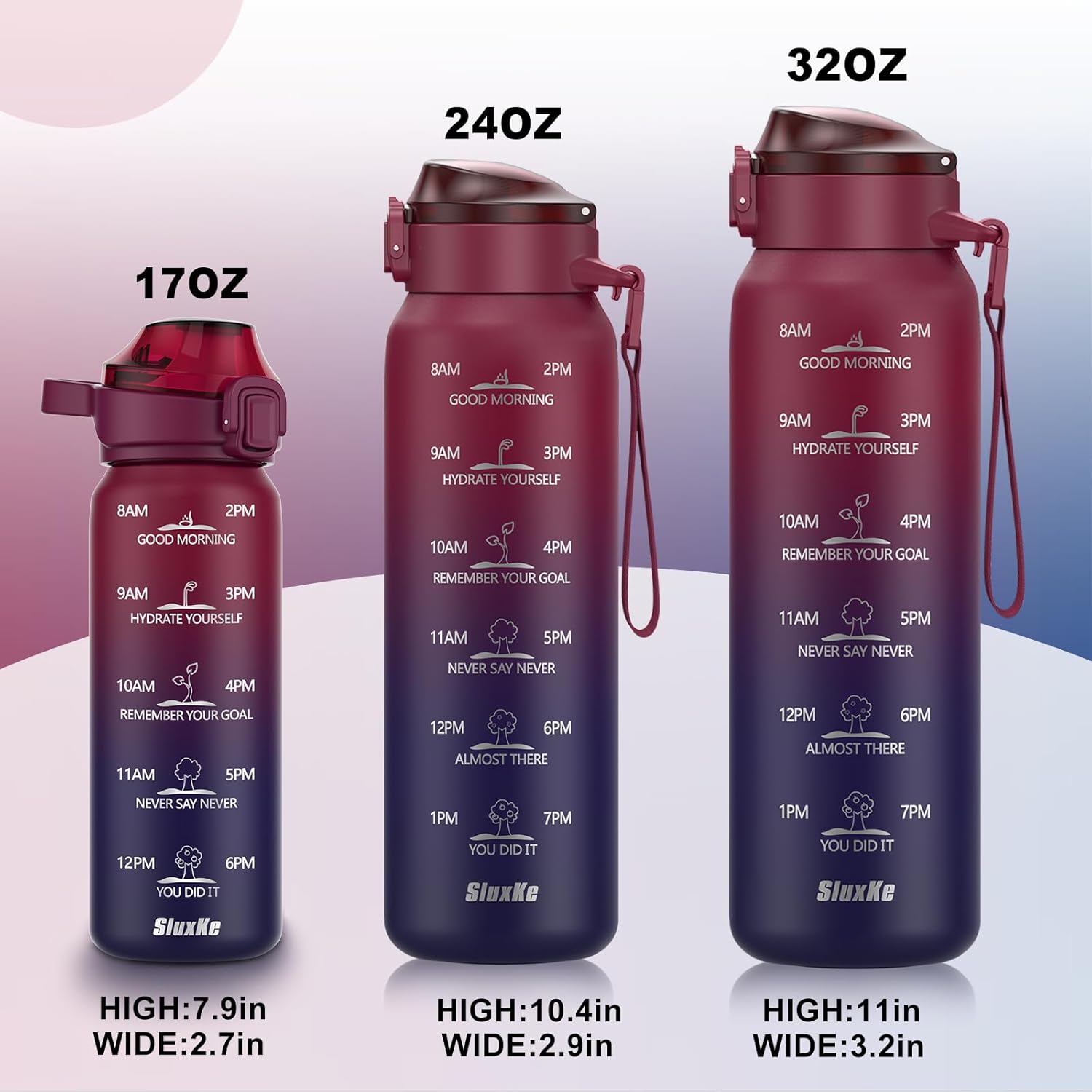 Insulated Water Bottle 24oz, Double Wall Vacuum 18/10 Stainless Steel Bottle with 2Lids, Leak Proof & BPA-Free, 700ml Hydro Water Flask with Handle & Straw Spout Lids RED BLACK