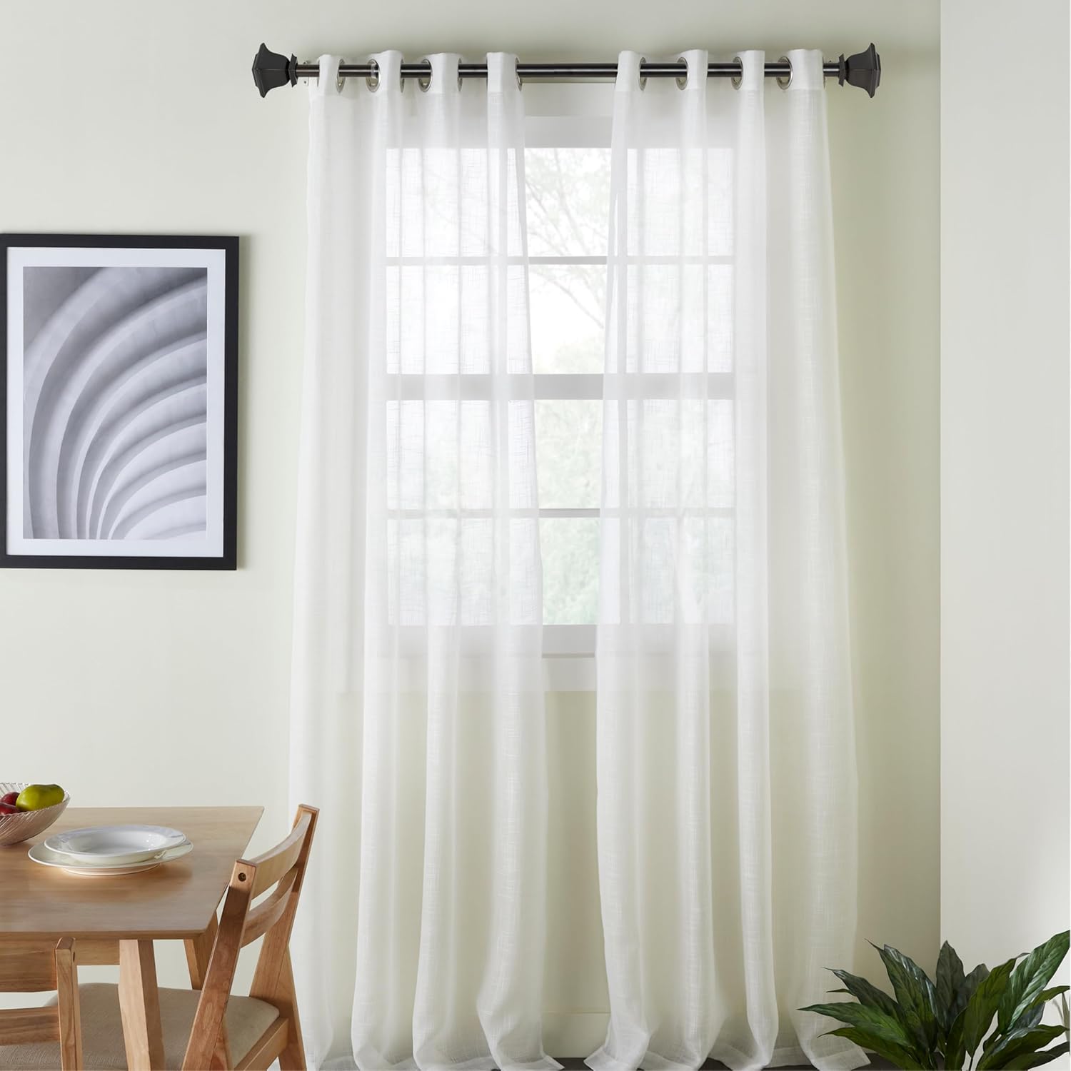 Deco Window Adjustable Curtain Rod for Windows 18 to 44 Inch (Pack of 1) Extendable Heavy Duty 1 Inch Iron Drapery Pole with Finials Wall Mounted French Door Curtain Rods (Bronze)