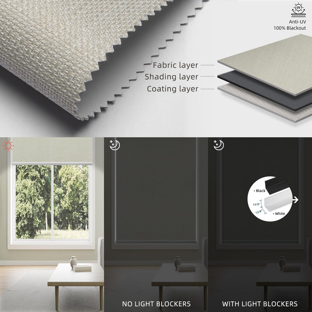 SmartWings Motorized 100% Blackout Shades Blinds, Custom Size, Cordless Window Shades with Rechargeable Battery, Work with Matter/Apple HomeKit, Alexa, Thread/Zigbee, Remote Optional, Vigor Cream