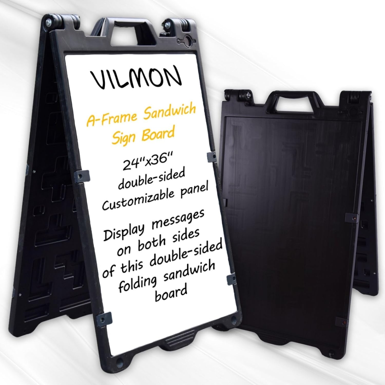Outdoor A-Frame Sandwich Sign Board, 24"x36" Water-Filled, Double-Sided Customizable Panel for Outdoor Advertising