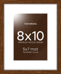 Homeforia 8x10 Picture Frame Brown, High End Dark Oak 8 x 10 Walnut Wooden Frames with Mat 5 by 7 Photo, 8x10 Wood Frame Matted to 5x7 Print, Wall or Tabletop Frame, Tempered Glass, Wall Kit, Set of 1