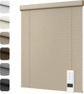 Motorized Cordless Aluminum Blinds with Remote, Automatic Room Darkening Horizontal Blinds for Indoor Windows, Light Adjustment Waterproof Blinds, Customized for Home, Office, Khaki