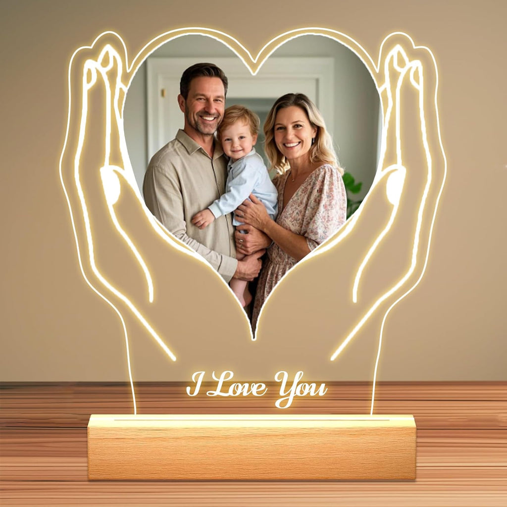 Personalized Picture Frames with Photo, Custom Photo Frame with Night Light, Customized Girlfriend Photo Gifts, Ideal Gift for Couples Anniversary Birthday Mom Dad Him Her