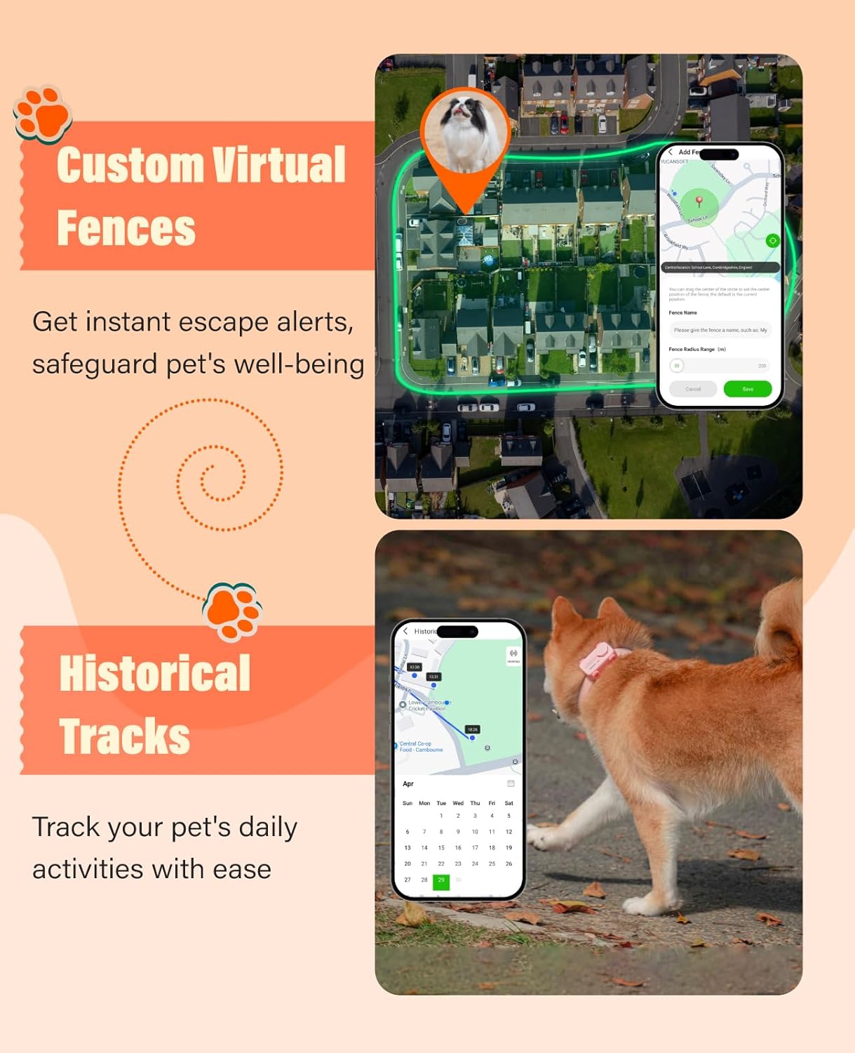 GlocalMe PetPhone Pet Tracker with 1 Year Service, Support Play Music and Two-Way Call, Pet Community and AI Health Alerts, Real Time Tracking and Virtual Fence, Global GPS Tracker for Dog and Cat