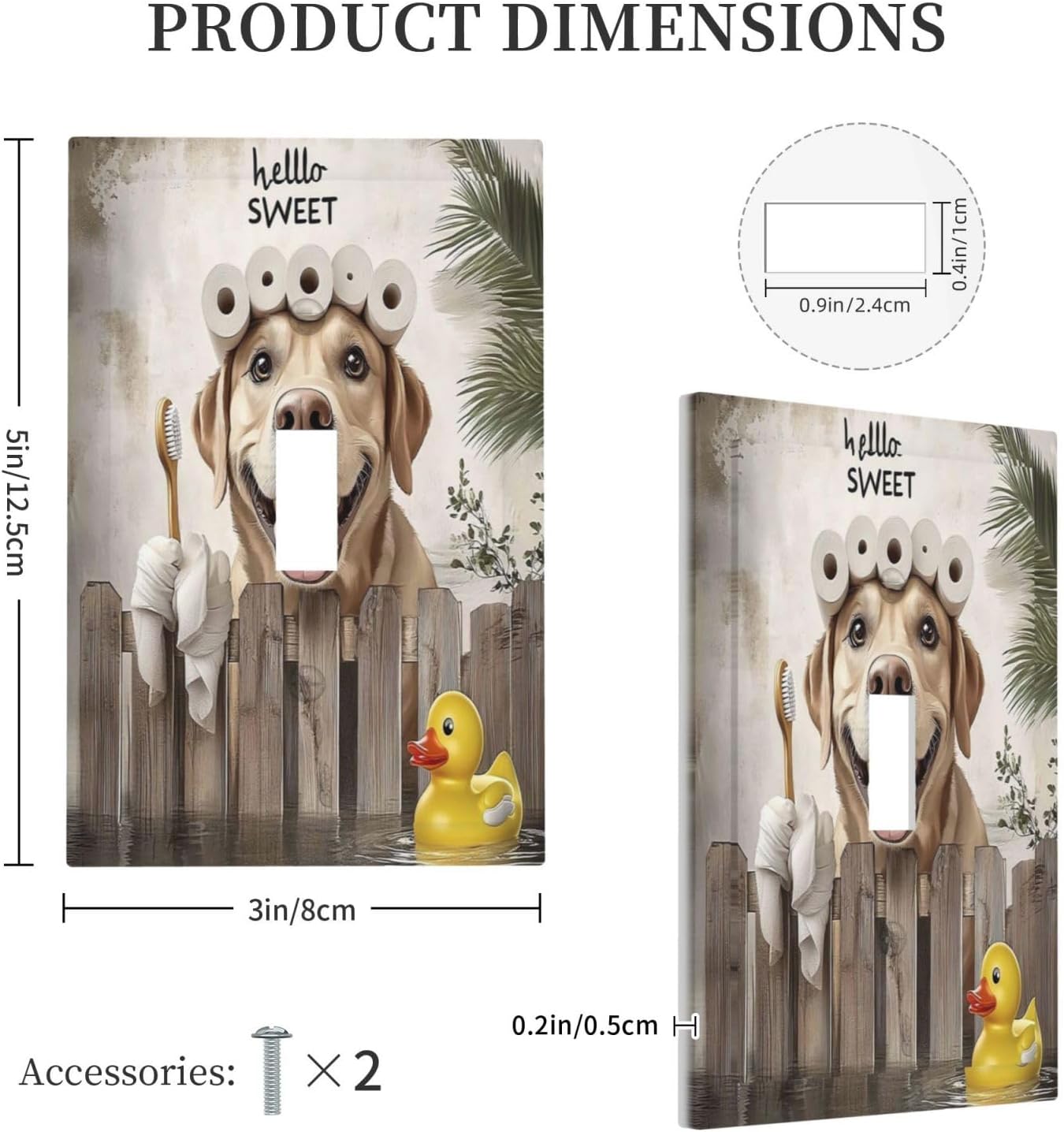 Funny Dog Rustic Farmhouse Wooden Fence Labrador Decorative Light Switch Cover 1 Gang Single Toggle Device Electrical Faceplate Switchplates Decorator Outlet Wall Plate For Kids Room Bathroom Decor