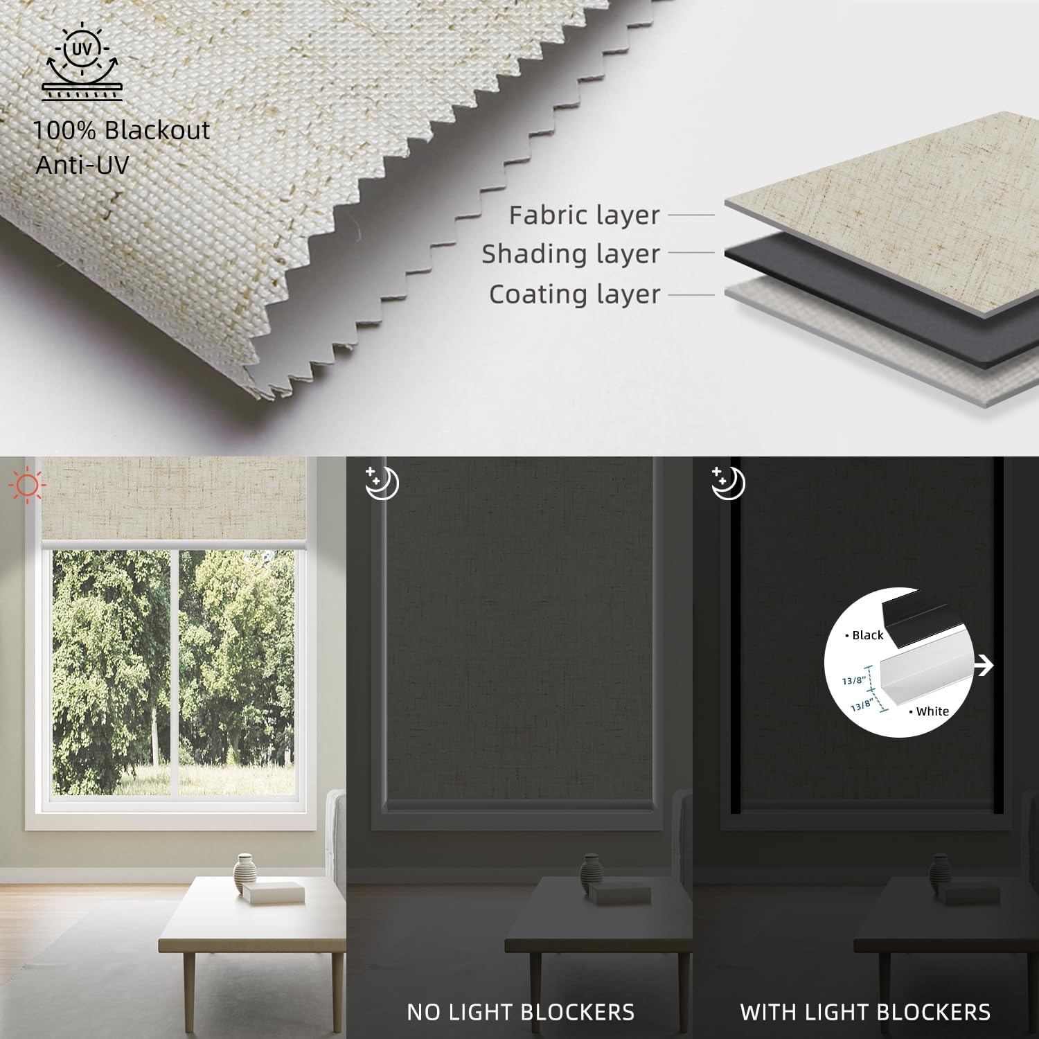 SmartWings Motorized 100% Blackout Shades Blinds, Custom Size, Cordless Window Shades with Rechargeable Battery, Work with Matter/Apple HomeKit, Alexa, Thread/Zigbee, Remote Optional, Linen Stone