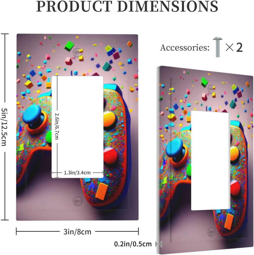 Videos Game Controller 1 Gang Single Rocker Decorative Light Switch Covers Electrical Faceplate Switchplates for Bathroom Kitchen Home