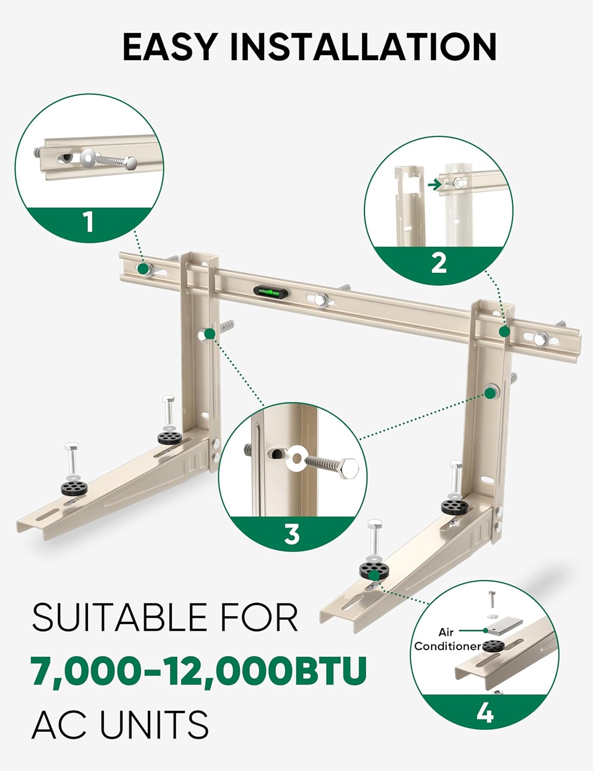 Mini Split Wall Mounting Bracket for 7000-12000 BTU Mini Split Air Conditioner with Leveler Universal Ductless AC and Heat Pump Systems Outdoor