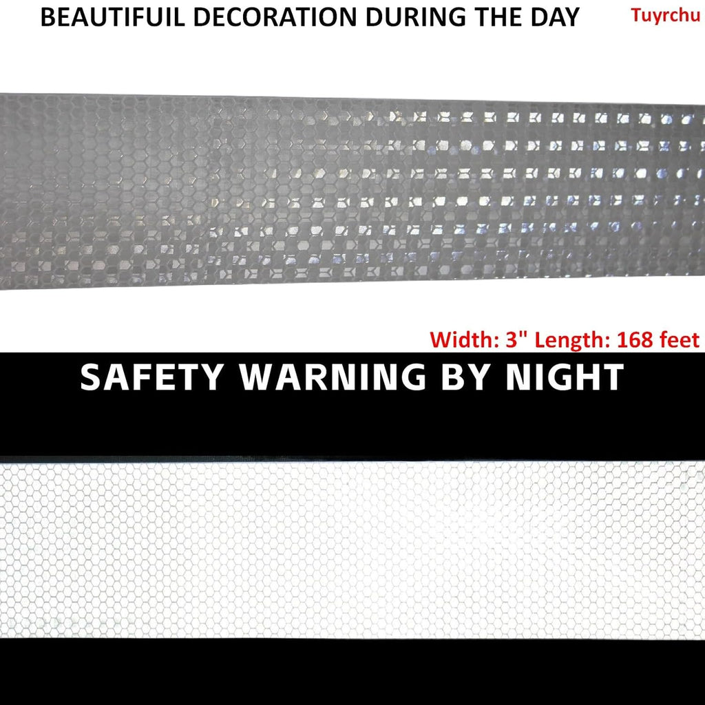 White Reflective Tape Outdoor Waterproof 3 inch Wide, High Visibility Warning Industrial Marking Tape,Safety Stickers (168 feet)