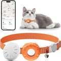 Cat Tracker,Pet Tracker for Cats Compatible with Apple Find My App(Only iOS),Waterproof Tracker Cat Collar with Safety Elastic Buckle,No Monthly Fee,Works with Any Collar (Orange)