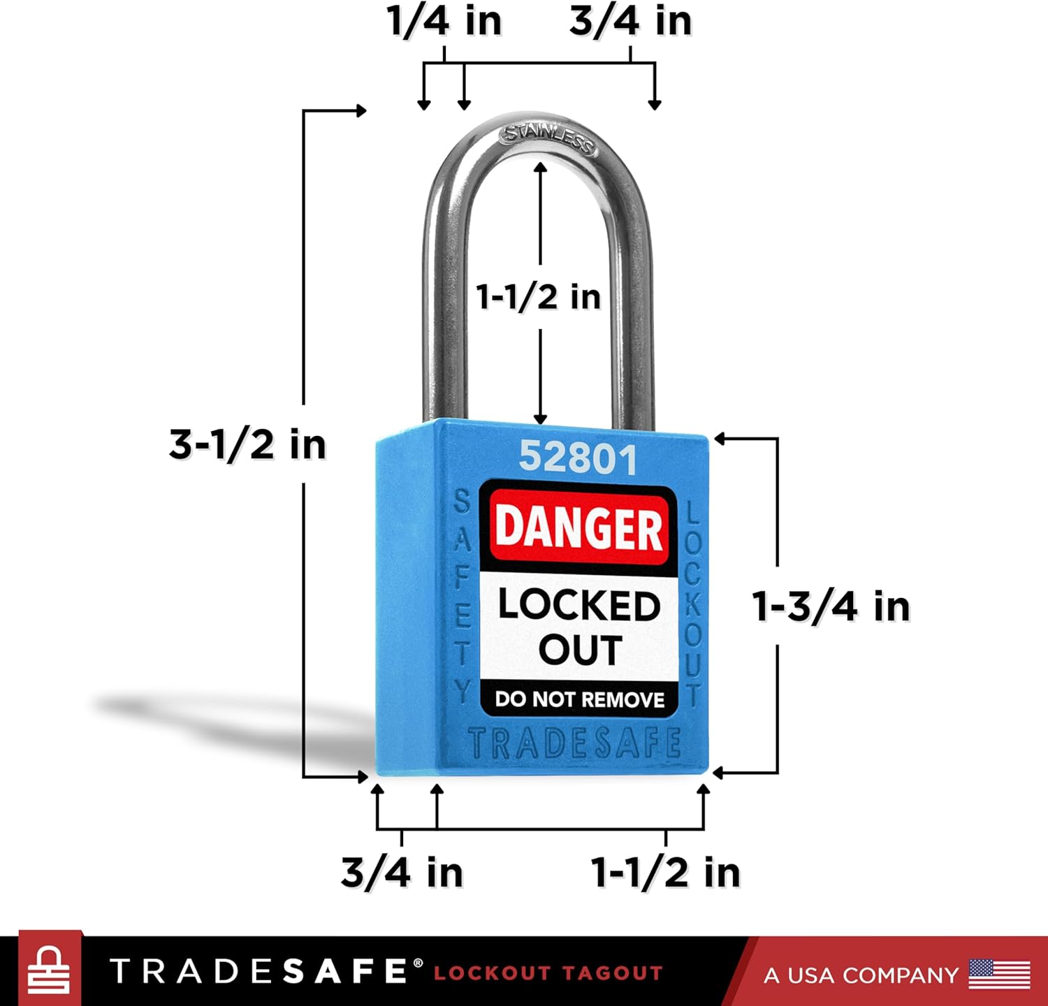 TRADESAFE Lockout Tagout Locks Set - 10 Blue Keyed Alike Padlocks, 2 Keys Per Lock, OSHA Compliant Loto Locks