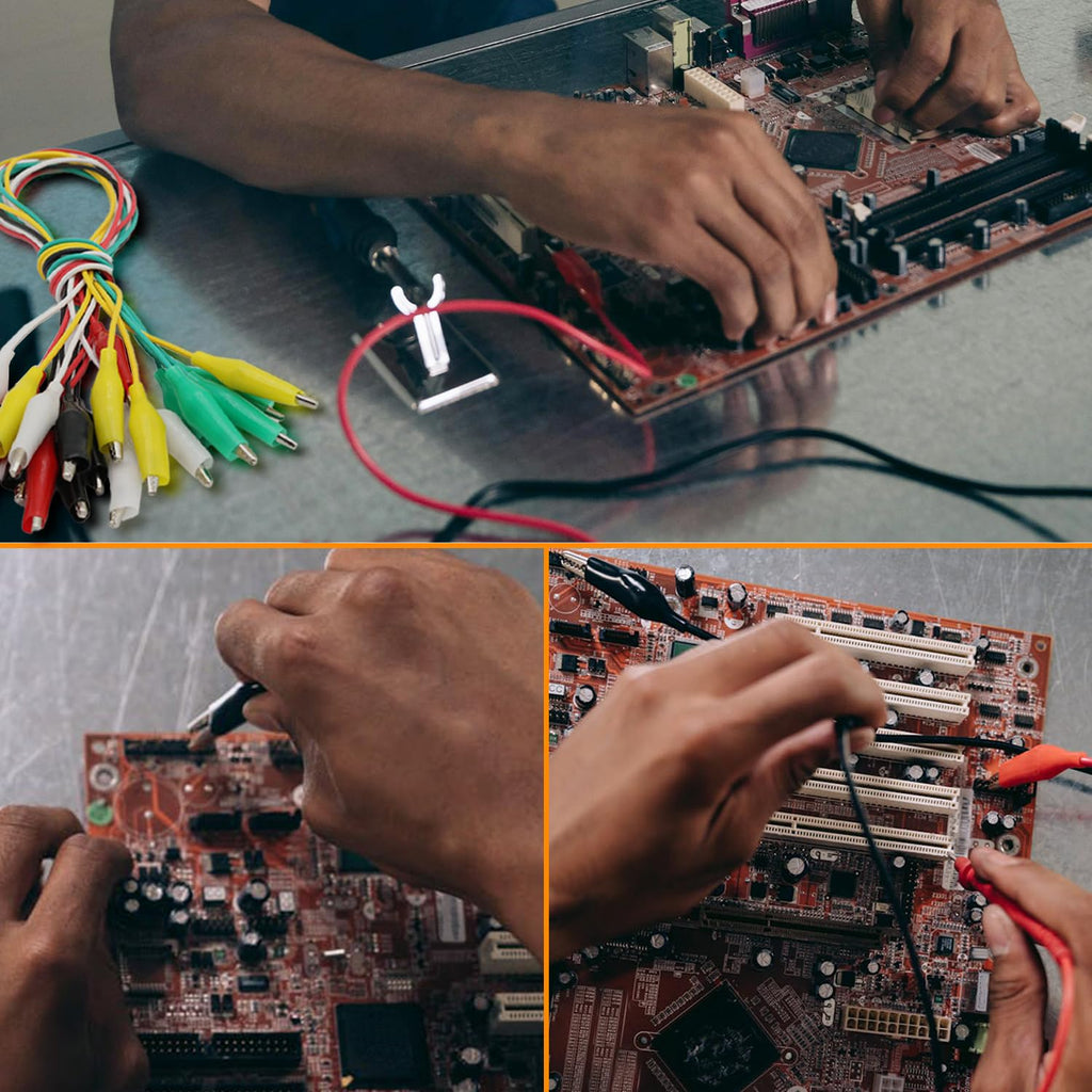 50PCS Crocodile Alligator Clips Electrical, 5 Colors Test Leads & Probes by Dual Ended Insulated Jumper Wires Testing Soldered and Stamping for Circuit Connection Current Voltage Multimeter Experiment