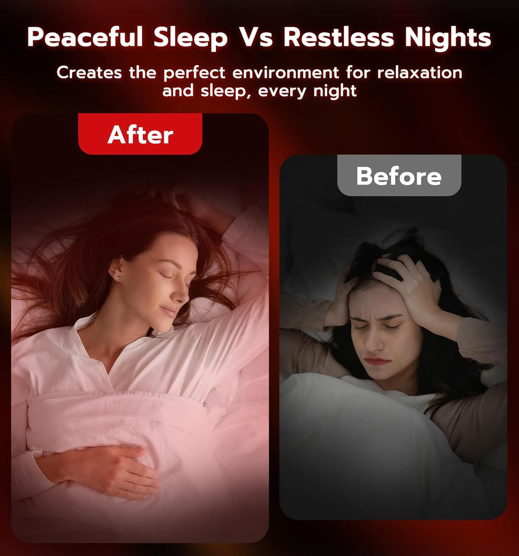 Anweller Smart Red Light Therapy Sleep Device White Noise Sound Machine with 5-Level Red Night Light (620–690nm) 32 White Noise Smart App Control Timer & Wake-Up Alarm Clock