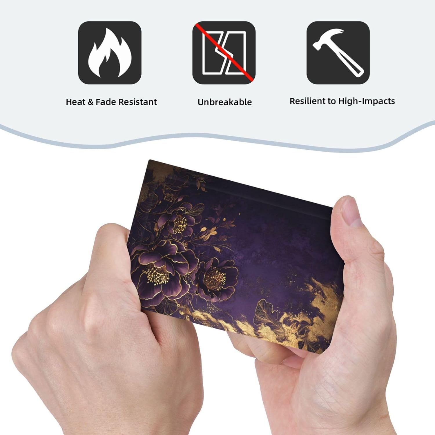 Decorative Light Switch Cover Plate Vintage Purple Peony Gold Leaf Flowers Floral 1 Gang No Device Single Blank Outlet Covers Wall Plate Switchplate Electrical Face Plate for Bedroom Decor