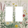 Rustic Wildflower Green Plants Daisy Floral Decorative Outlet Covers 2 Gang Double Gfci Rocker Electrical Wall Panels Light Switch Cover Plate For Farmhouse Bed Room Decor