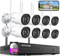 【5MP HD, Audio】 Wireless Security Camera System, 3TB Hard Drive, SMONET 8CH Complete Home CCTV Surveillance NVR Kits, 8Pcs Outdoor Indoor IP Cameras Night Vision, IP66 Waterproof, Free Phone APP