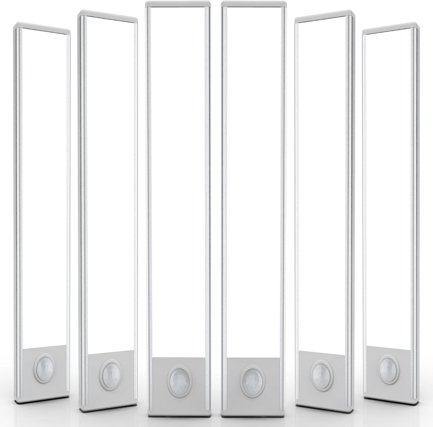 6 Pack Under Cabinet Lighting Wireless, 68 LED Rechargeable Battery Motion Sensor Light Indoor, Stick On Magnetic Closet Lights, Under Counter Lights for Kitchen, Stairs, White 16 in