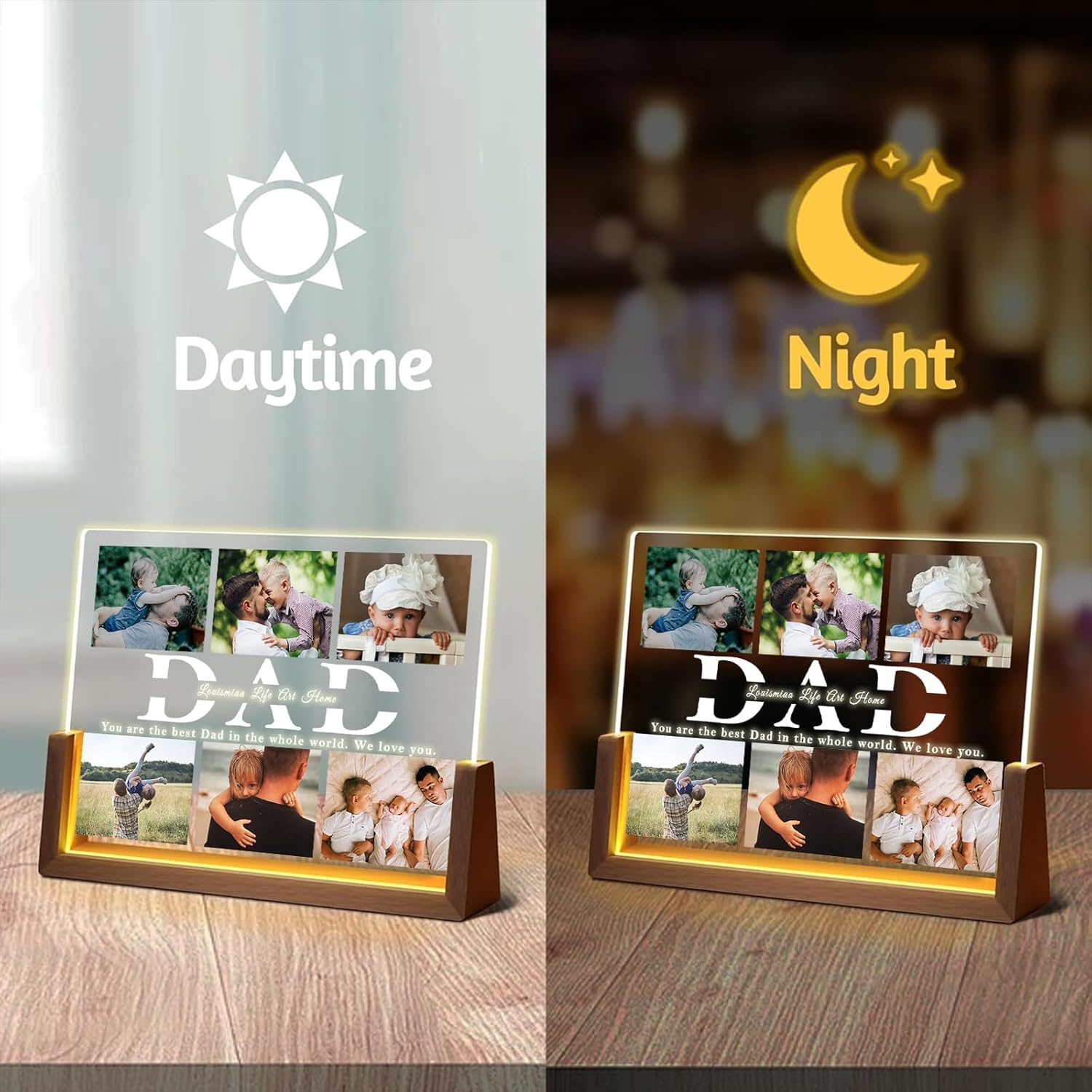 LOUISMIAA Customized Picture Frames Night Light,Decorative Plaque Anniversary Birthday Mother’s Day Father’s Day Valentine’s Personalized Gifts for Boyfriend Girlfriend Couple Women Same Day Shipping