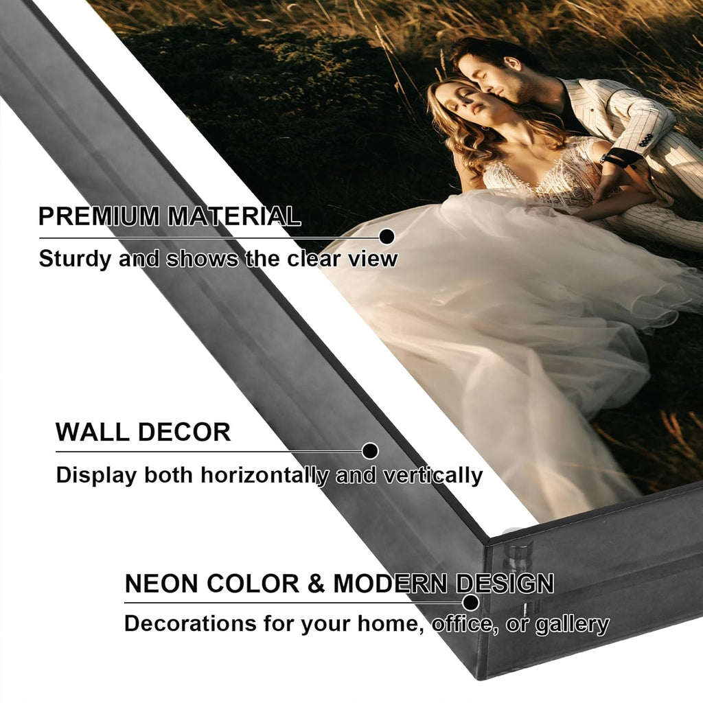 8x10 Picture Frames, Stunning Color Acrylic Photo Frame, Wall & Tabletop Display Frames, Modern Floating Style for Home Office Decoration, Black (1 Pack)