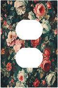 Outlet Covers Baroque Vintage Peony Flower Floral 1 Gang Duplex Wall Plate Decorative Switch Plates Electrical Receptacle Faceplate Light Switch Cover for Bedroom Farmhouse Decor