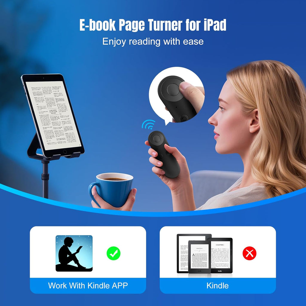 TikTok Scrolling Ring with Gesture Control- Bluetooth Phone Remote Control with Air Mouse, Ebook Page Turner, YouTube & Instagram Compatible, Camera Shutter, for iOS&Android Compatible, Black
