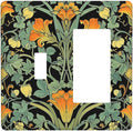 Outlet Covers William Morris Vintage Floral Green Yellow 1 Toggle 1 Rocker Combination Decorative Wall Plate Electrical Switch Plates Light Switch Cover Plate for Bedroom Home Decor