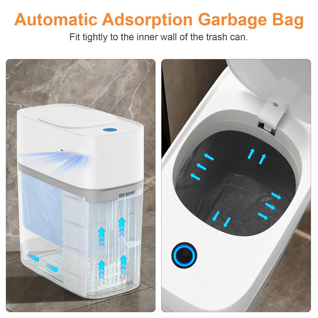 MOPALL Automatic Motion Sensor Bathroom Trash Can with Lid, 3 Gal Touchless Trash Can Auto-Adsorption Garbage Can, Slim Smart Trash Bin Waterproof Waste Basket for Bedroom, Kitchen, Office, Toilet, RV