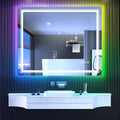 LED Mirror for Bathroom, 48"X40" with 8 RGB Backlit +3 Front Lit (Adjustable Individually), Anti-Fog, Large Lighted Bathroom Vanity Mirror for Wall,Shatterproof,Memory Function,Tempered Glass