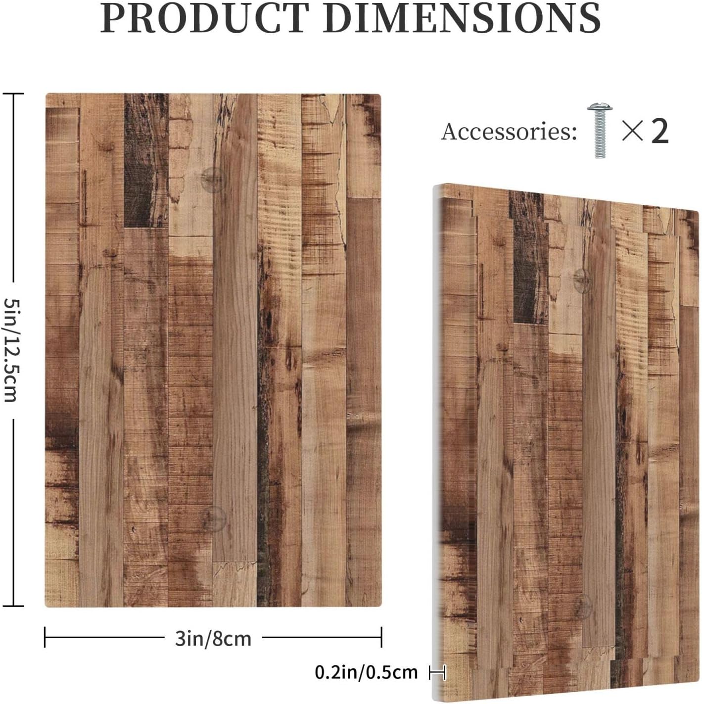 Light Switch Cover Plate Rustic Brown Wood Grain 1 Gang No Device Blank Electrical Wall Plates Faceplate Decorative Switch Plate for Farmhouse Kitchen Decor