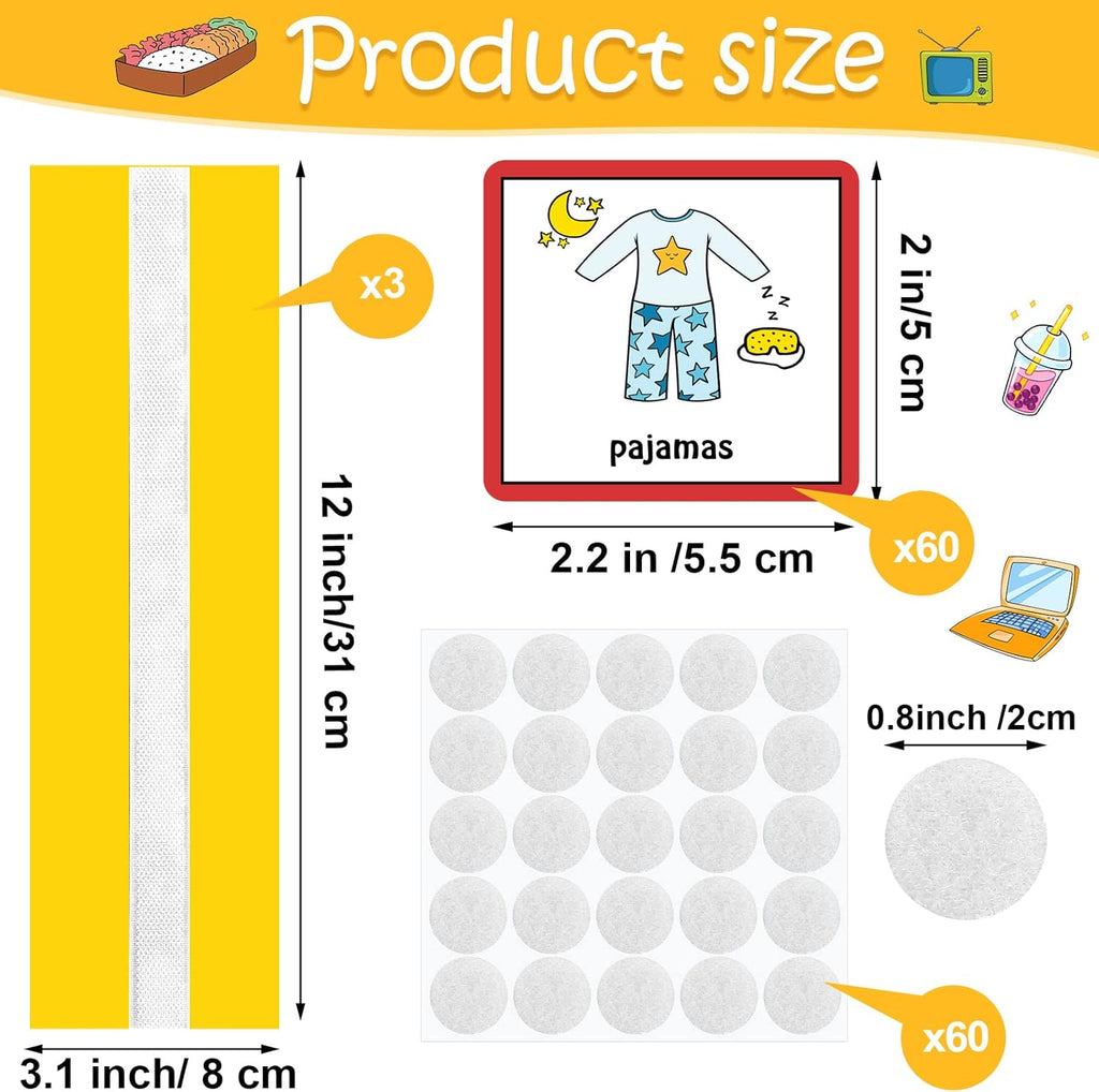 Geyee 60 Pcs Visual Schedule Cards Daily Routine Chart Visual Planner Cards Bulk for Autism Learning Materials Asperger's ADHD Home Education Behavioral Tool(Yellow)
