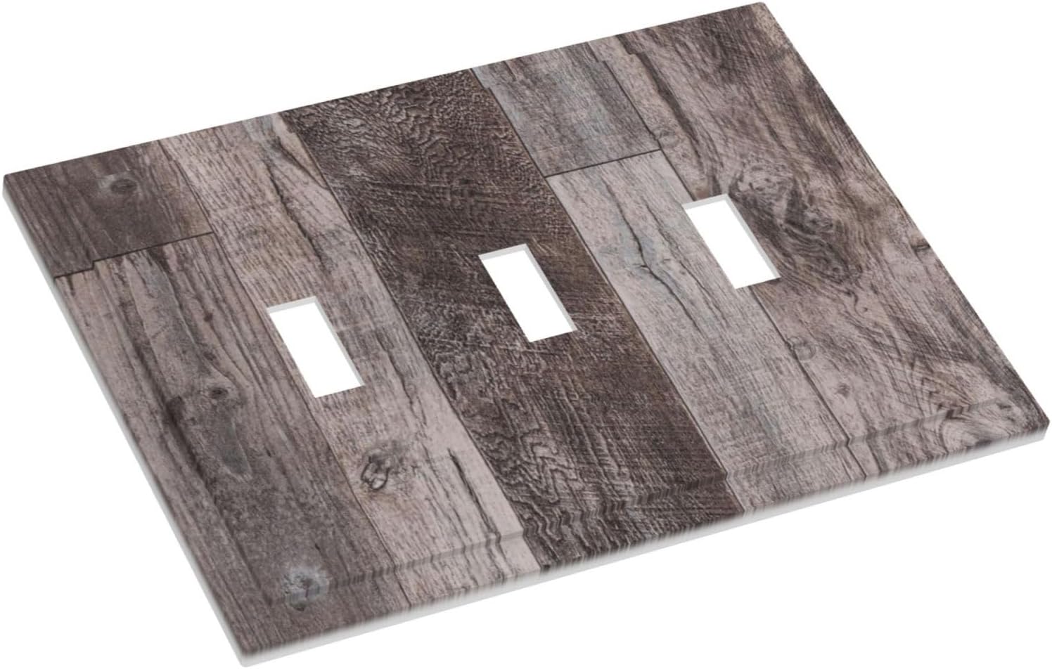 Decorative Switch Plates Rustic Dark Grey Wood Retro Country Wooden 3 Gang Wall Plate Triple Toggle Light Switch Cover Faceplate Electrical Wall Panels for Farmhouse Cabin Decor