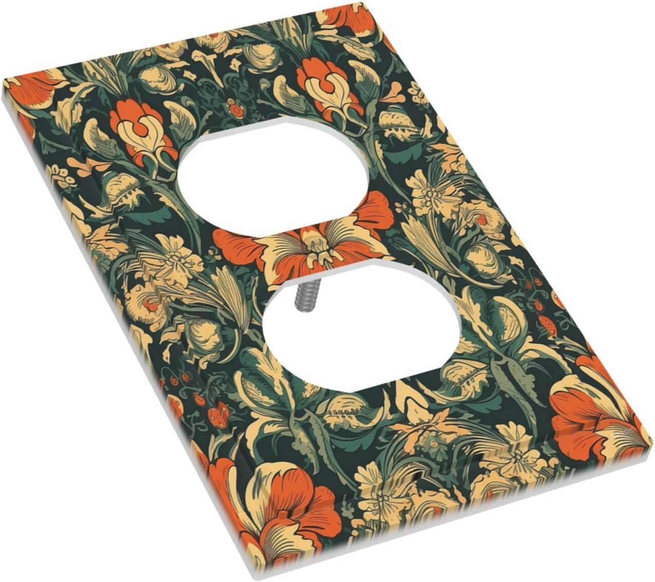 Outlet Covers William Morris Abstract Floral Plant Pattern Orangeyellowgreen 1 Gang Duplex Wall Plate Decorative Switch Plates Electrical Receptacle Faceplate Light Switch Cover for Bedroom
