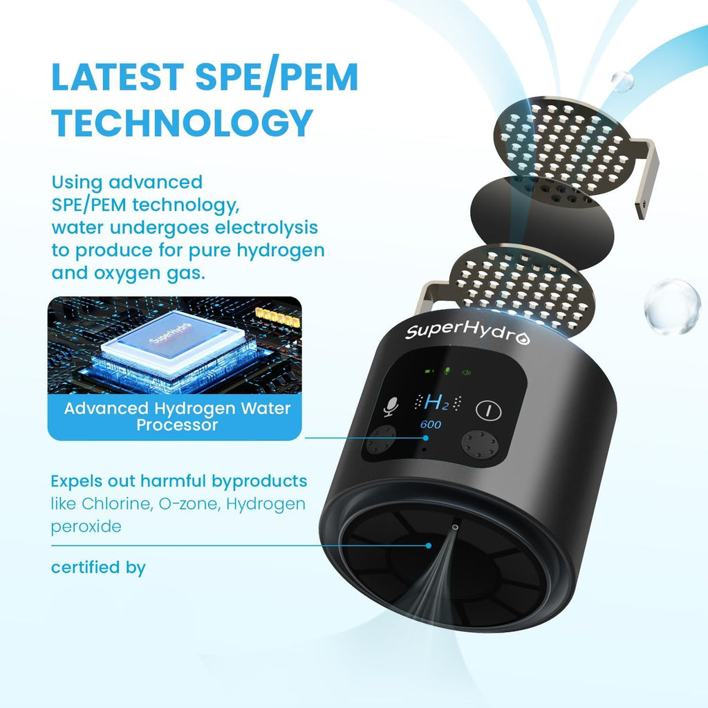 Hydrogen Water Bottle Generator - Up to 6000+ PPB Concentration - SPE/PEM Technology - Voice Reminder - Water Ionizer Machine Suitable for Travel, Daily and Office Drinking - 12oz (Black)