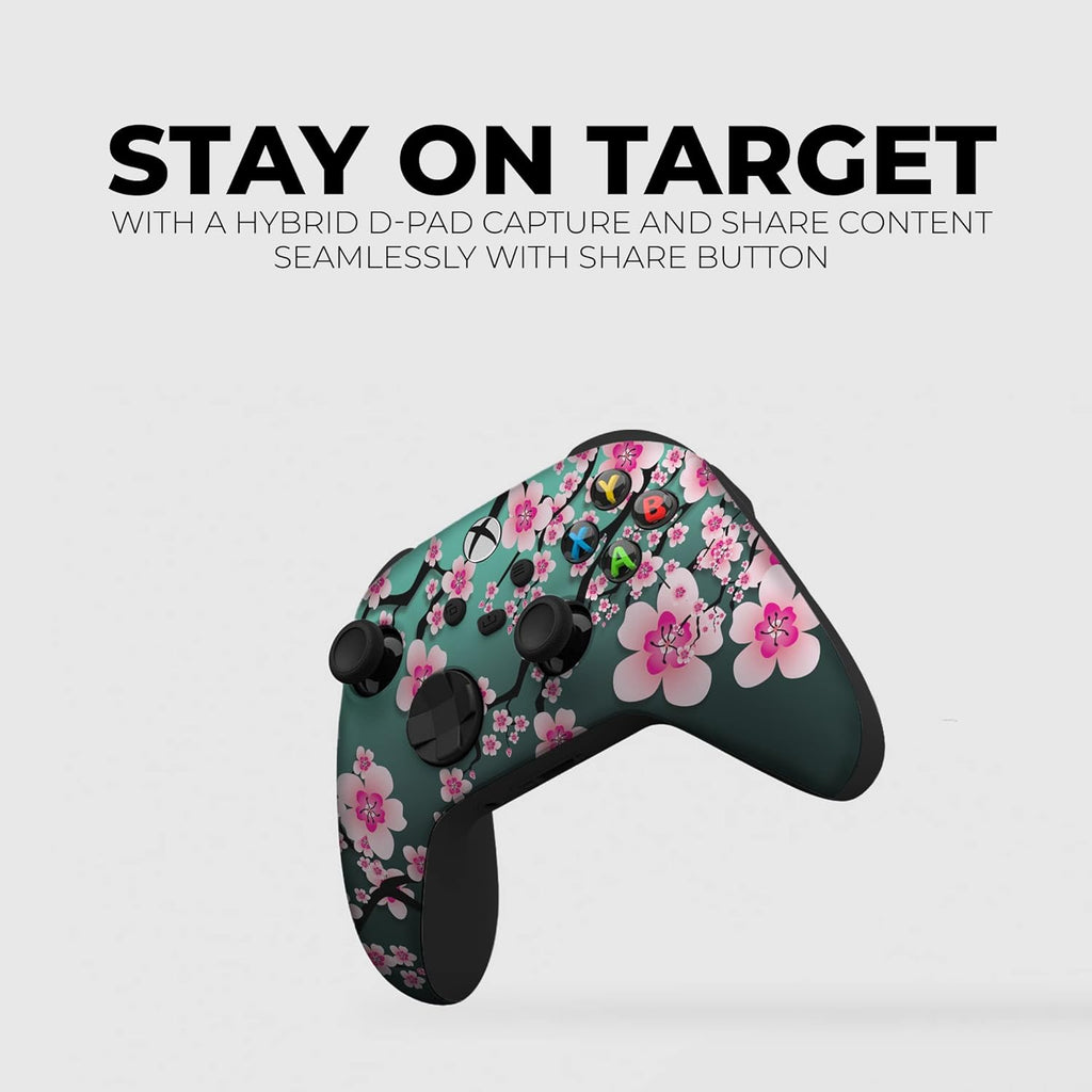 DreamController Cherry Blossom Custom X-box Controller Wireless compatible with X-box One/Series X/S Proudly Customized in USA with Permanent HYDRO-DIP Printing (NOT JUST A SKIN)