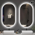 S'bagno 2pcs 20x36 Oval LED Bathroom Mirror with Lights, Anti-Fog, Bluetooth Speaker, 3 Colors Temperature & Dimmable, Lighted Mirrors for Bathroom Wall with Memory Function, Waterproof, Shatter-Proof