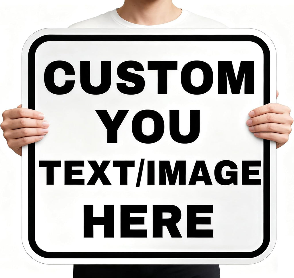 Custom Metal Sign Outdoor-12x12inch with optional reflective coating and double-sided printing, personalized commercial event decoration, suitable for offices and stores, non-fading, with reserved holes (square, 12x12inch)