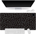 Small Heated Desk Pad 23.6" x 14.2" – Compact Electric Mouse Pad with 3 Heating Levels, Auto Shut-Off, Waterproof PU Surface, Plug-in Warmer for Office or Home Use, Dark Leopard Print
