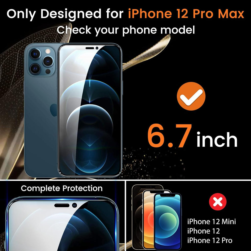 3+3 Pack Privacy Screen Protector for iPhone 12 Pro Max 6.7-Inch with 3 Pack Camera Lens Protector, Anti Spy Tempered Glass Film 9H Hardness Bubble Free Case Friendly
